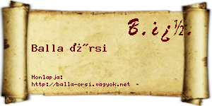 Balla Örsi névjegykártya